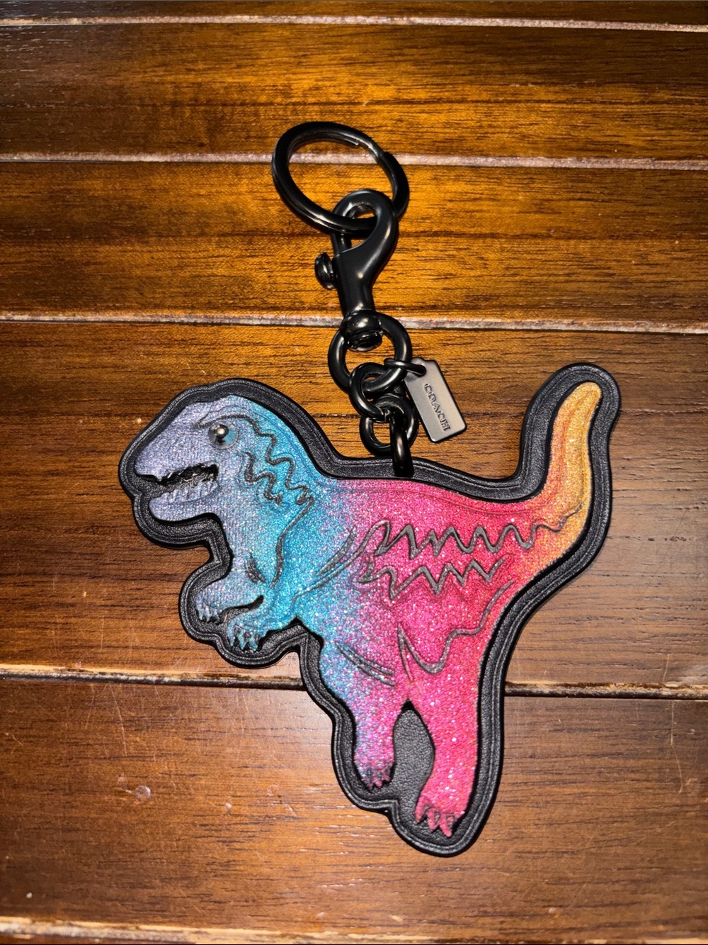 Coach Rainbow Glitter Rexy Dinosaur Charm